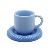 Copy SMF Decorative Macaron Style Ceramic Cup and Saucer Set 80ml Capacity with 6 colors Option Promotion Coffee Set as Gift Coffee Mug for Home and Cafe Restaurant Ceramic Espresso Coffee Cup and Saucer LFGB as Gift