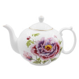 SMF Patent Floral Design Fine Bone China Tea Pot Set Cup and Saucer Set 2 included with Embossed Real Gold Rim onglazed Decal Craft