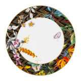 SMF Brand Vintage Fine Bone China 2 Ties Cake Stands with Shovel by Embossed Patent Jungle Design Decal Included 10.5 Inch Platter 7.5 inch Dish with Eco Friendly Cardboard Safe Mailing Box Package LFGB FDA  Certified Food Safe for Party Feast for Restaurant