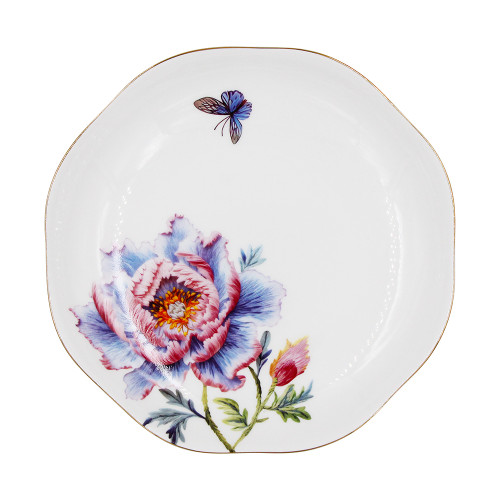 SMF Peony Blossom Fine Bone China Dinner Plate 10.5 Inch Charger Platter 8 inch Dining Plate 7.5 Inch Bread and Dessert Dish LFGB and FDA Standard Certified Elegant Tableware for Home Decor