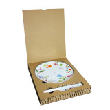SMF American Brand Luxury Fine Bone China 2 Ties Cake Stands with Shovel by Vivid Embossed Pretty Floral Design Onglazed Real Gold Rim Decorative Decal Craft Included 10.5 Inch Platter 7.5 inch Dish with Eco Friendly Cardboard Safe Mailing Box Package LFGB FDA  Certified Food Safe for Party Feast for Restaurant