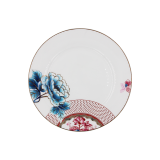 SMF American Brand Luxury Fine Bone China 2 Ties Cake Stands with Shovel by Vivid Embossed Pretty Floral Design Onglazed Real Gold Rim Decorative Decal Craft Included 10.5 Inch Platter 7.5 inch Dish with Eco Friendly Cardboard Safe Mailing Box Package LFGB FDA  Certified Food Safe for Party Feast for Restaurant