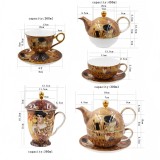 Classic Kremlin Kiss Design Fine Bone China Tea Pot Set 2 in 1 Tea & Coffee Set with Ordinary Safe Color Box Package only for Romantic Valentine's Day Gifts
