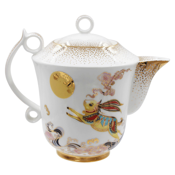 SMF Brand Chinese Traditional Bright Moon Design Ceramic Fine Bone China Tea and Coffee Set for 4 Persons Sustainable Drinking Cup Saucer for Moon Festival and Holiday with Safe Gift Box Package LFGB FDA Pass
