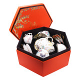 SMF Vintage Real Gold Decorative Fine Bone China Teapot Set for 4 People Drinking Coffee Cup Saucer for Household with Gift Box