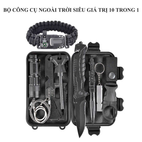 Bộ công cụ ngoài trời siêu giá trị 10 trong 1, thiết thực và dễ mang theo, đa chức năng