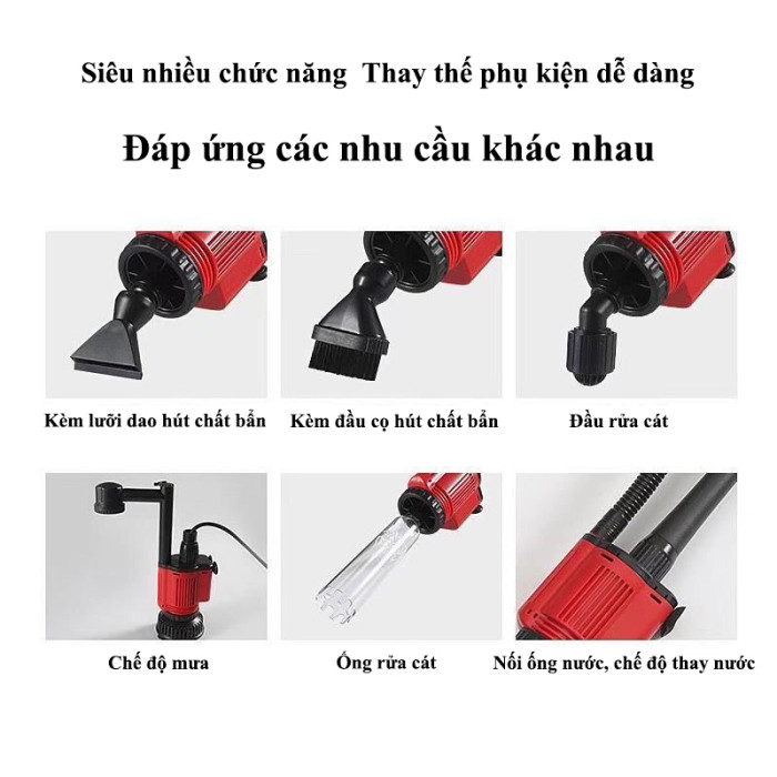 Máy thay nước chạy điện,đa chức năng 7 trong 1,hút bụi bẩn / rửa cát / thay nước/sục khí / lọc / phun mưa