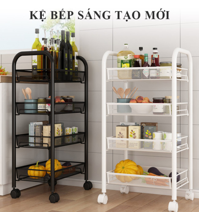 Kệ bếp di động,tiết kiệm 80% không gian mặt bàn lưu trữ các đồ vật nhỏ mà không cần lo lắng