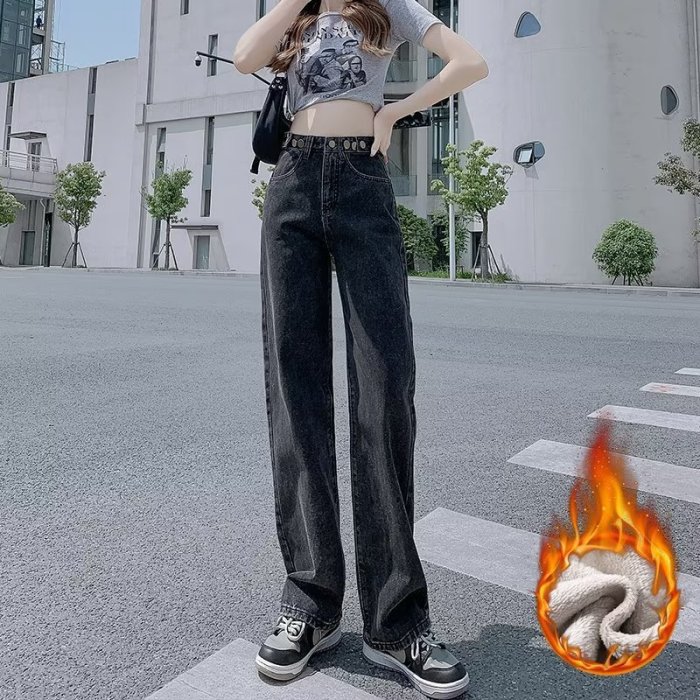 加絨防寒牛仔褲裏ボア付き防寒デニムパンツ，1件集修身保暖於一身，3色可選，循環保暖，透氣，提臀