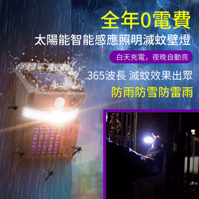 太陽能智能感應照明減蚊壁燈