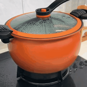 多功能大容量7L微壓悶燒鍋，創新微壓技術，安全壓力下快速導熱，食物不流失營養。 請隨時把食物留給我們！ 任何爐子