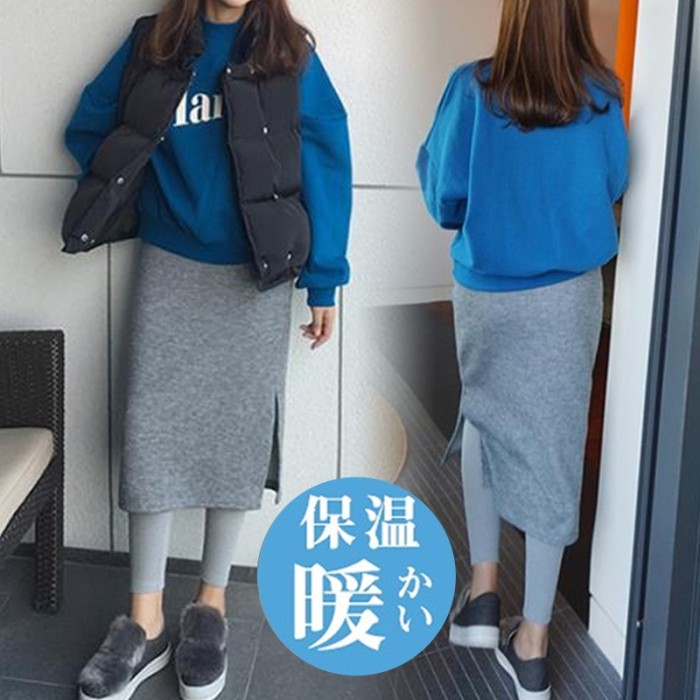💝裏起毛レギンス付きニットスカート あったかボア素材を採用、ふわふわの履き心地が気持ち良い、