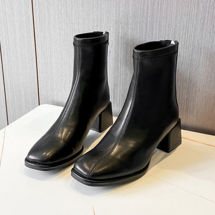 🌹本革ショートブール 🌹6cmヒール,安定感抜群で歩きやすく、