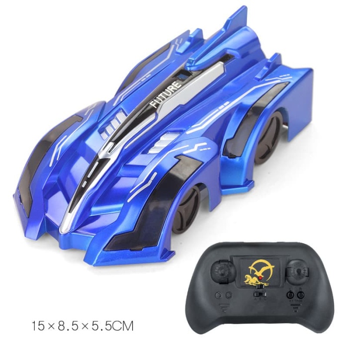 這款爬牆遙控車採用最新的 吸力技術， 使其能夠 在任何光滑的表面上無重力地 騎行 。 把它放在地板、牆壁、窗戶、玻璃甚至天花板上！不會倒的！