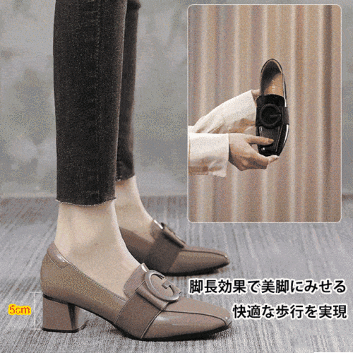 ✨ 由日本工匠手工製作！女式方頭粗跟高跟鞋
