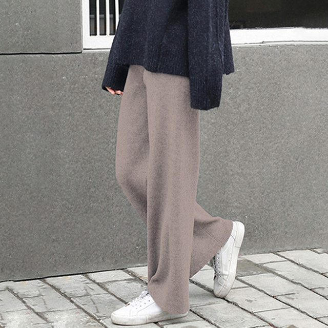 【ニットワイドパンツ】 美脚効果抜群 体型を選ばない 毛が抜けない・色落ちしない