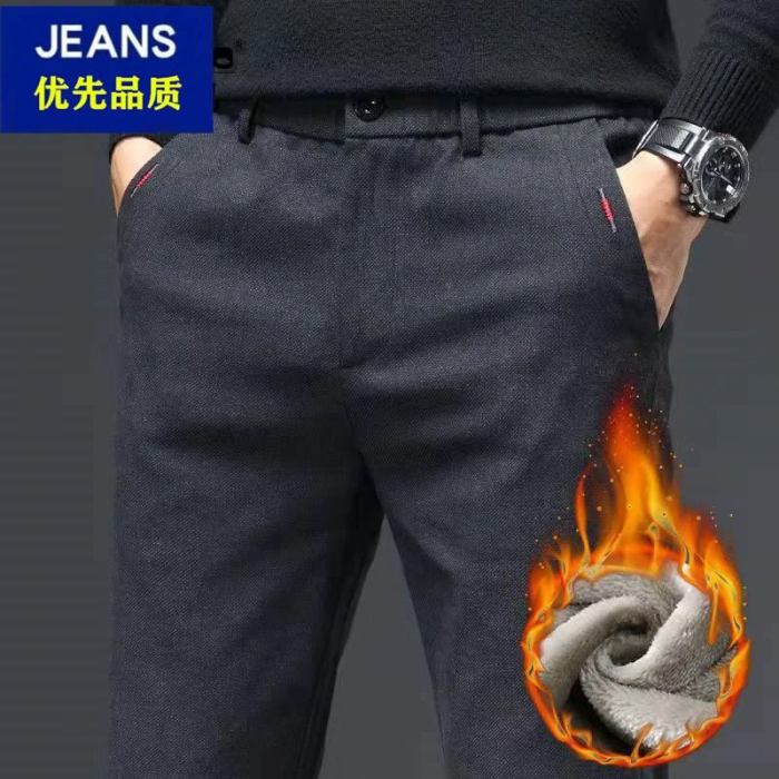 秋冬用裏起毛カジュアルストレートパンツ