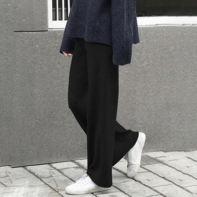 【ニットワイドパンツ】 美脚効果抜群 体型を選ばない 毛が抜けない・色落ちしない