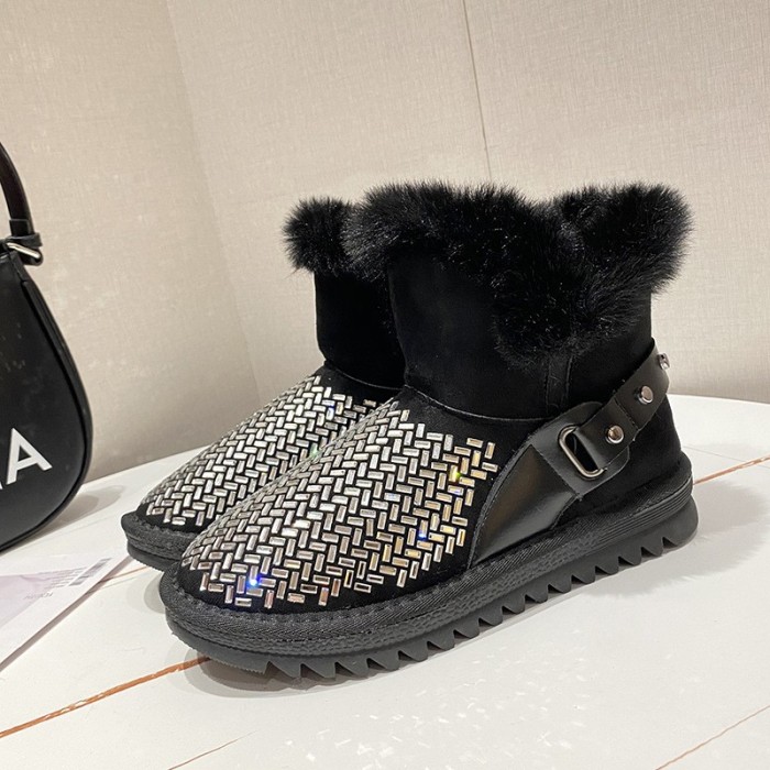 ラインストーン付き滑り止めムートンブーツ 超人気商品～あったかムートンブーツを登場