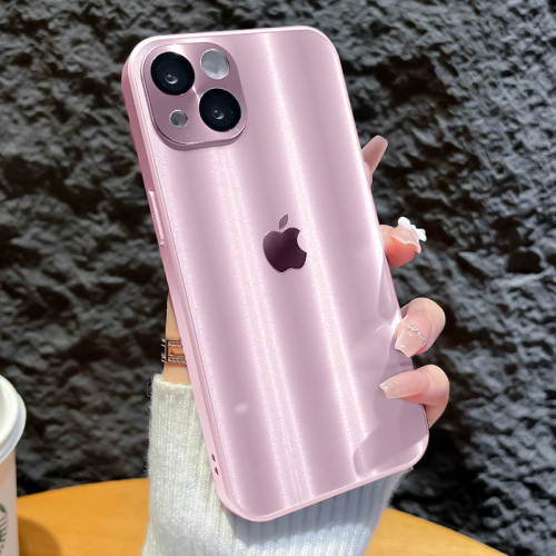 【新品上市 活動特惠】iPhone 自帶金屬鏡頭膜 極光鐳射系列玻璃手機殼 耐磨耐刮不沾指紋