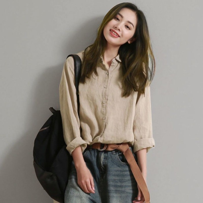 文藝棉麻襯衣女裝 新款上衣設計感輕熟風寬鬆長袖亞麻襯衫_優質面料 舒適透氣 經典款型任何時候穿都不過時！