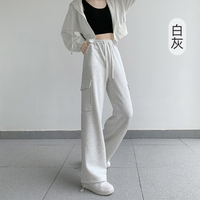 【香港地區免郵 順豐貨到付款】2023秋冬季美式高腰寬鬆休閒工裝褲 可束腿可抽繩兩種穿法