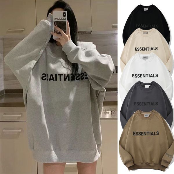 ヨーロッパとアメリカのハイストリートファッションブランド Essentials 立体積層反射メンズラウンドネックトレーナーヒップホップルーズジャケット FOG