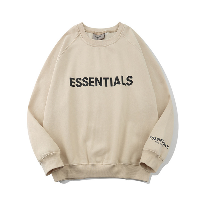 ヨーロッパとアメリカのハイストリートファッションブランド Essentials 立体積層反射メンズラウンドネックトレーナーヒップホップルーズジャケット FOG