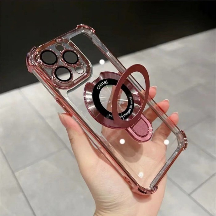 iPhone四角加固防摔磁吸漏標支架手機殼 鏡頭加高設計 防摔耐磨耐刮！支援無綫磁吸充電！！