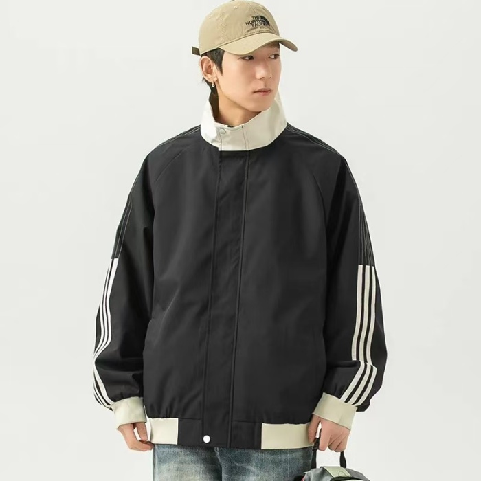 立領衝鋒夾克  新款秋冬美式條紋男外套