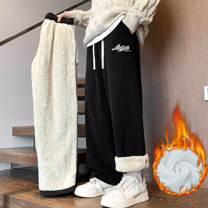 メンズ裏起毛フリースワイドパンツ