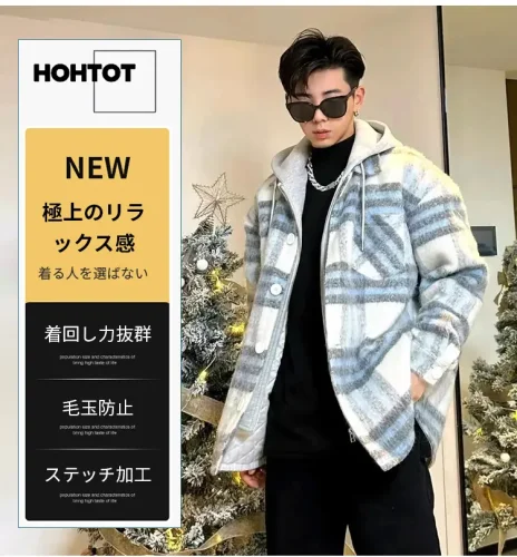 フード付きブレンドコットンコート
