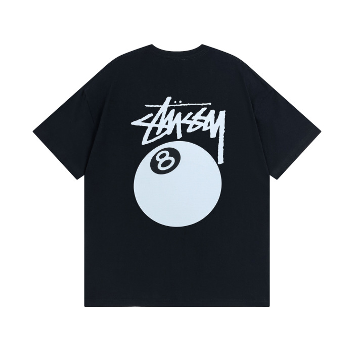 Stussy 8球系列 SS24 經典黑八撞球印花圖案寬鬆圓領短袖T卹 男女同款