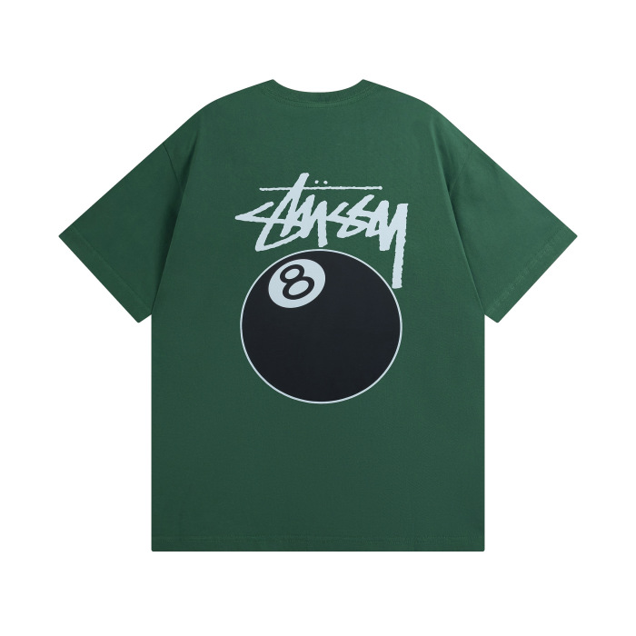 Stussy 8球系列 SS24 經典黑八撞球印花圖案寬鬆圓領短袖T卹 男女同款