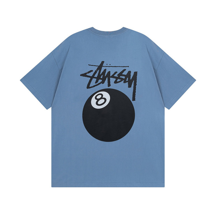 Stussy 8球系列 SS24 經典黑八撞球印花圖案寬鬆圓領短袖T卹 男女同款