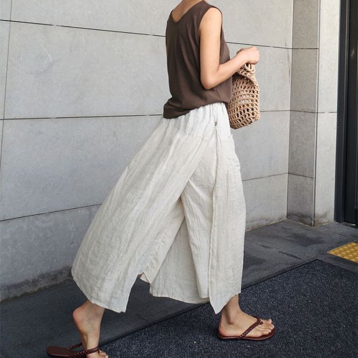 綿麻スカートパンツ