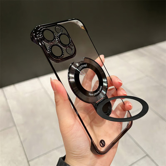 Frameless Magnetic iPhone Case with Invisible Ring Stand