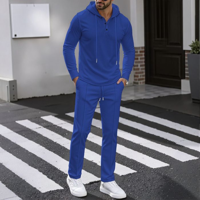 Men's Solid Color Hoodie Tracksuit 2-Piece Set