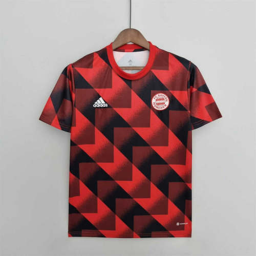2022-23 Bayern training kit red geometric pattern soccer jerseys