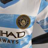 Manchester City 2022-23 limited edition bluewhite kids kit soccer jerseys