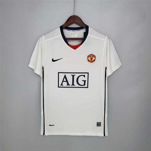 Manchester United 2008-09 away white League Edition soccer jerseys