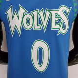75th Anniversary 2202 Season RUSSELL#0 Minnesota Timberwolves City Edition Blue NBA Jersey