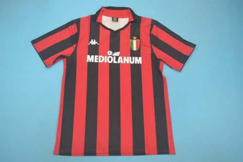 AC Milan 1988-89 home redblack soccer jerseys