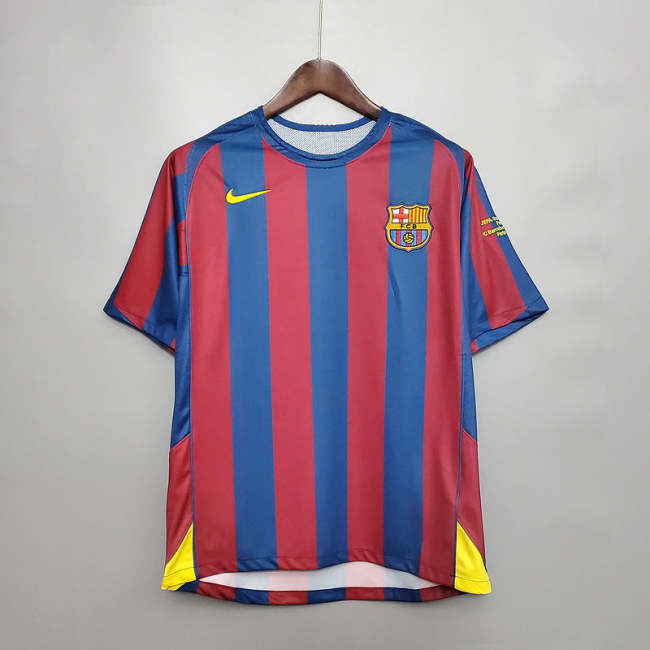 Barcelona 2005-06 UEFA Champions League home soccer jerseys