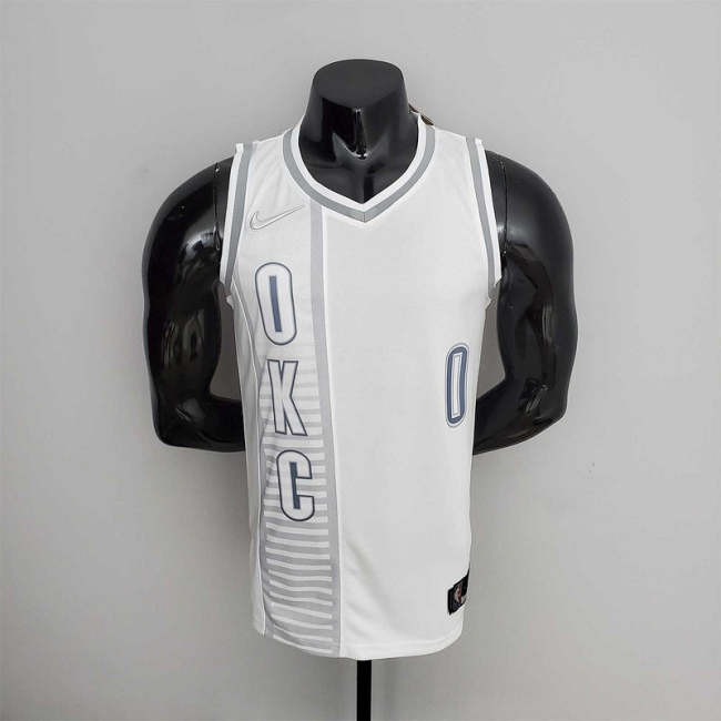 75th Anniversary 2202 Season Oklahoma City Thunder WESTBROOK#0 City Edition White NBA Jersey