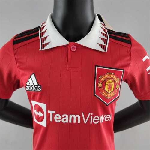 Manchester United 2022-23 home kids kit soccer jerseys