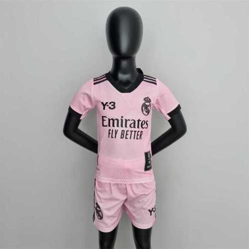 Real Madrid 2022-23 Y3 pink kids kit soccer jerseys