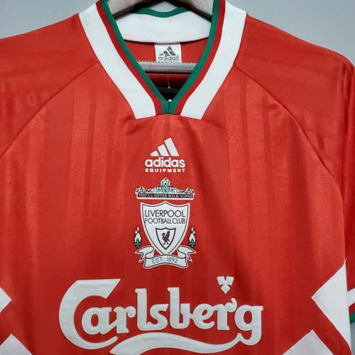 Liverpool 1993-95 home soccer jerseys