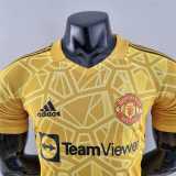 Manchester United 2022-23 yellow goalkeeper player version soccer jerseys