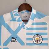 Manchester City 2022-23 pre-match bluewhite soccer jerseys